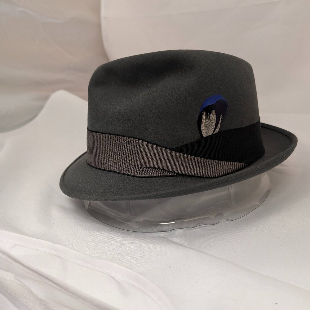 Gently Worn Mallory Fifth Ave Gray Fur Felt Fedora Hat - Size 7